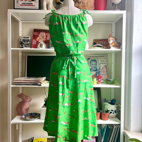 ***SOLD*** Vintage 70’s Malia Honolulu Mushroom Print Sun Dress Green - Picture 2 of 4